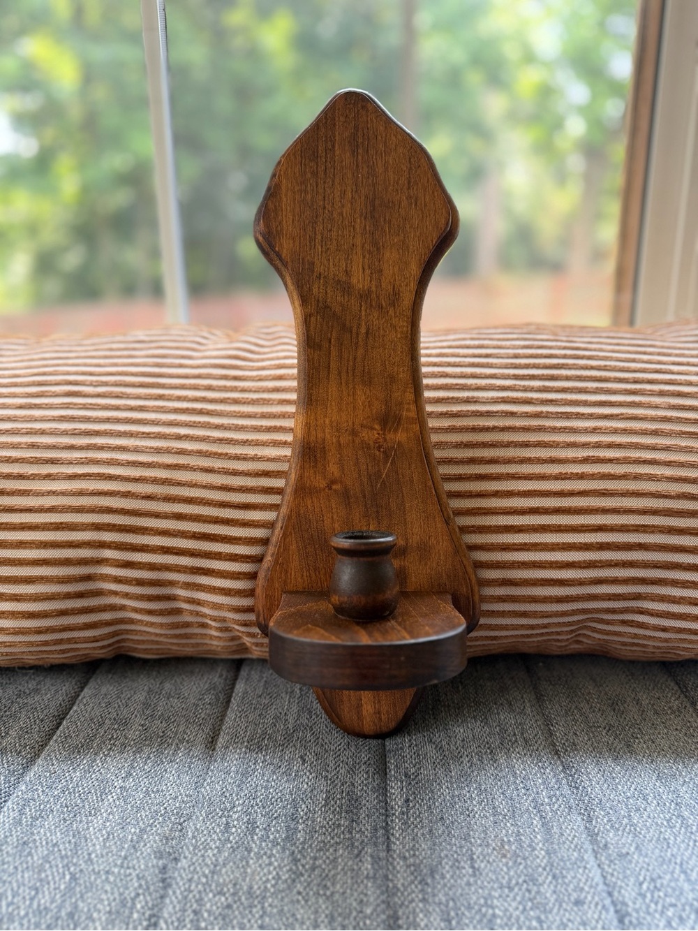 Wooden Wall Taper Candle Sconce - Warm Walnut Finish